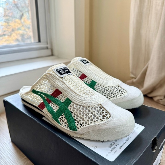 New Onitsuka Tiger Mexico 66 Sabot Slip On Shoes Slipper Mesh Cream Green Red - Picture 5 of 14